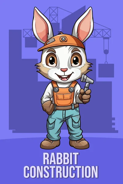 Vector Illustration Cartoon Rabbit Helmet Rabbit — Stock Vector