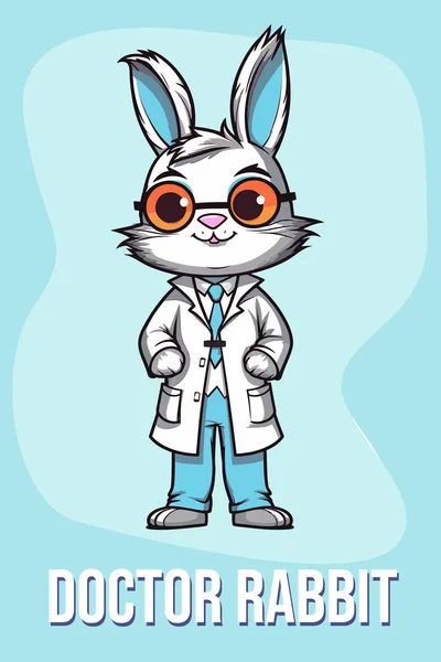 Rabbit Stethoscope Cartoon Style Vector Illustration — Stock Vector