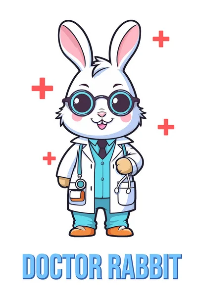 Doctor Rabbit Coat Glasses — Stock Vector