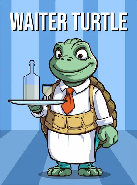 Cartoon Turtle Glass Bottle Illustration Design — Stock Vector