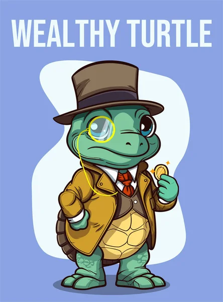 Turtle Cartoon Character Vector Illustration Turtle Hat — Stock Vector