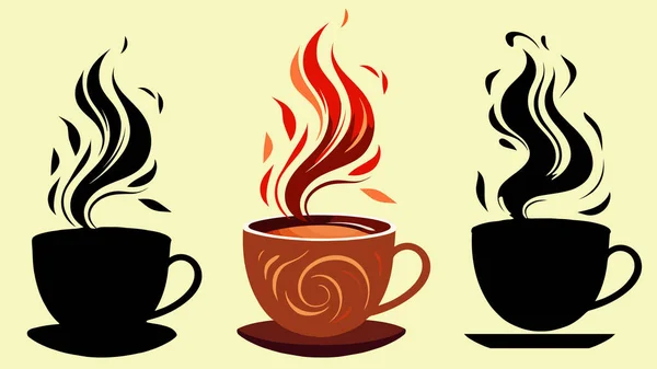 Εικονίδιο Φλιτζάνι Καφέ Συλλογή Φλιτζανιού Καφέ Εικονίδιο Ζεστό Ποτό Ποτήρι — Διανυσματικό Αρχείο