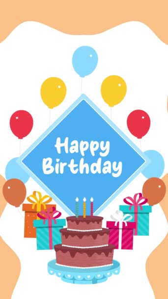 Vector Animation Happy Birthday Character Text Animation Green Screen Template — Stock Video