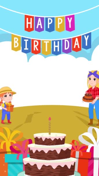 Vektor Animáció Boldog Születésnapot Karakter Szöveg Animáció — Stock videók
