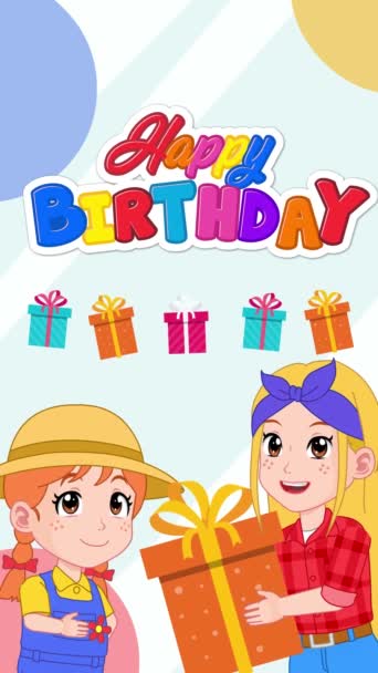 Animación Vectorial Feliz Cumpleaños Personaje Animación Texto — Vídeos de Stock