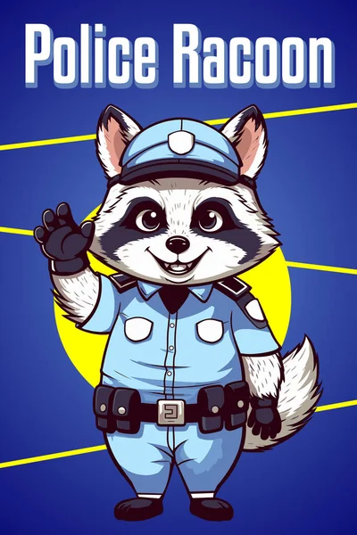 Vektor Illustration Polizei Waschbär Tier Clipart Waschbär Cartoon Maskottchen Logo — Stockvektor