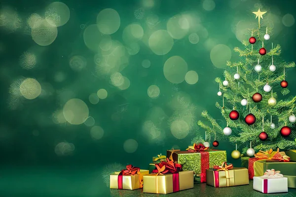 Рождественская Елка Фоне Подарочных Коробок — стоковое фото