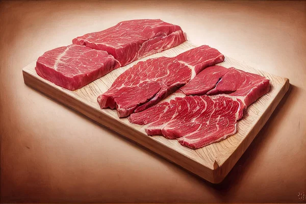 Carne Cruda Una Tabla Cortar —  Fotos de Stock