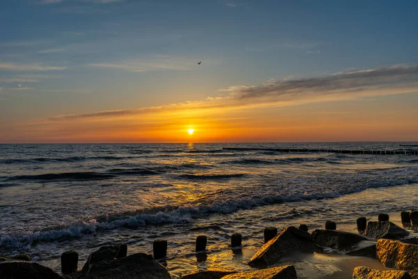 Zonsondergang Het Strand Oostzee — Stockfoto