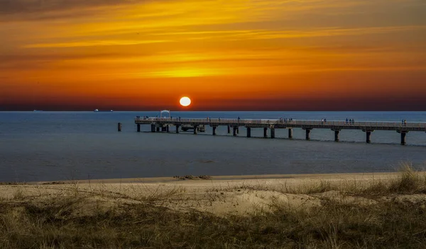Sunset Baltic Sea Bridge — Stock Photo, Image