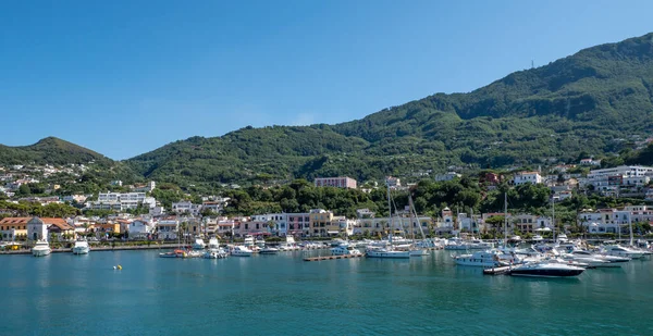 stock image panorama boats in the harbor from Ischia, Island