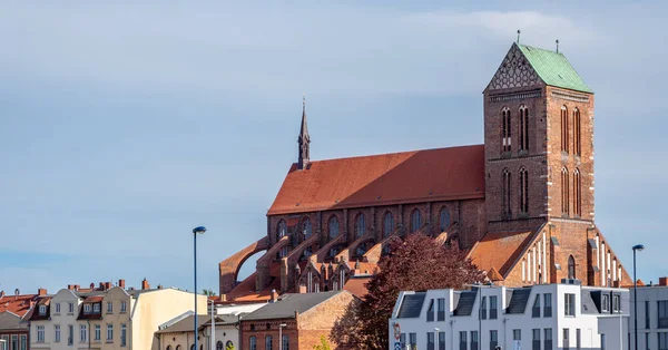 stock image church of old town hall in wismar, east germany
