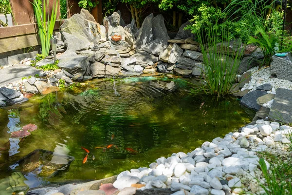 stock image statue of buddha in a pond