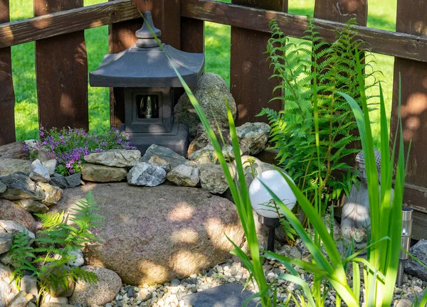 Jardín Japonés Con Piedras Templo — Foto de Stock