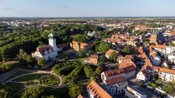 Vista Aérea Castelo Barroco Delitzsch Alemanha Oriental — Fotografia de Stock