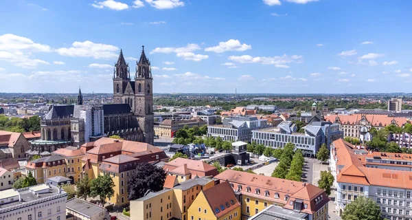 Panoráma Város Magdeburg Szászország Anhalt — Stock Fotó