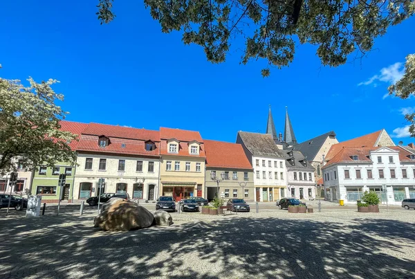 Óváros Tér Piac Palce Calbe Szász Anhalt — Stock Fotó