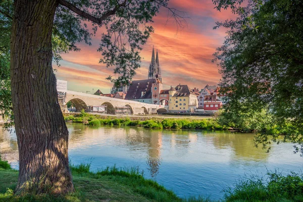 Regensburg Látképe Bajorországban — Stock Fotó