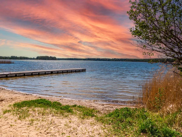 stock image Jetty with a lake on the Mecklenburg Lake District