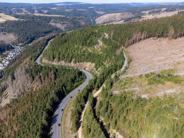 Estrada Para Floresta Thuringian Alemanha — Fotografia de Stock
