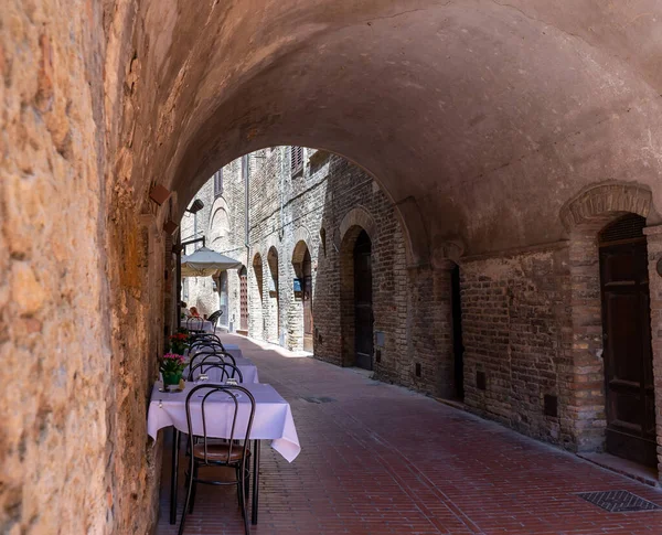 restaurant in a old Street, Tuscany Italy 01