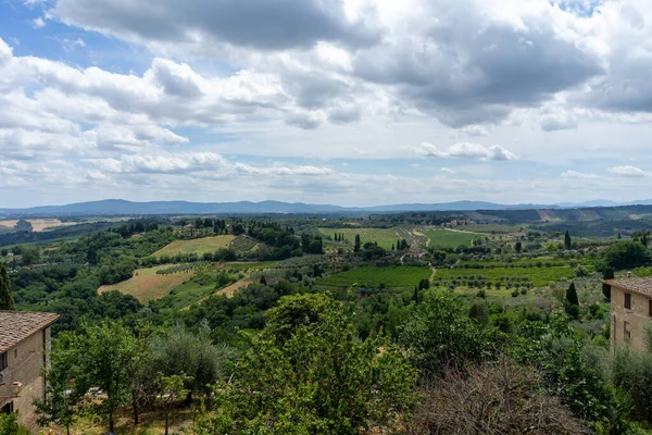 Vista Sul Paese Paesaggio Nella Regione Toscana — Foto Stock
