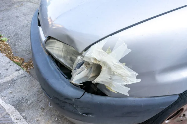 Gelijmd Autofront Een Ongeval — Stockfoto
