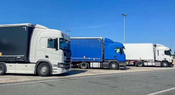 stock image Trucks on a rest area on the highway