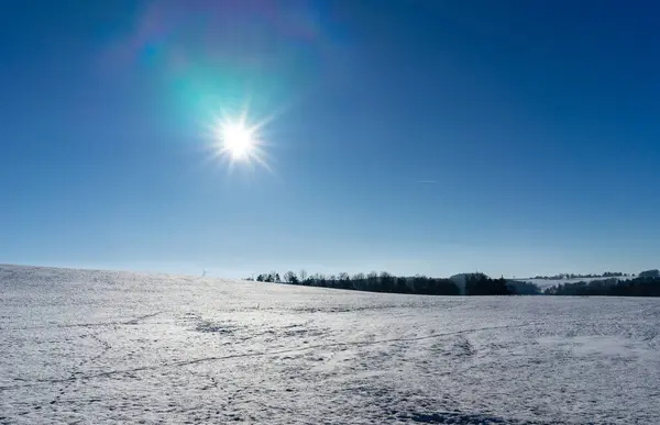 winter landscape with snow and sun in vogtland,saxony