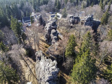 wintry landscape in the Erzgebirge, Saxony, Germany from above clipart