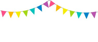 Üçgen bir çelenk. Beyaz arkaplanda izole edilmiş vektör çizimi. Bayrak sallama. Doğum günü ve Parti tasarımı