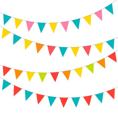 Üçgen bir çelenk. Beyaz arkaplanda izole edilmiş vektör çizimi. Bayrak sallama. Doğum günü ve Parti tasarımı