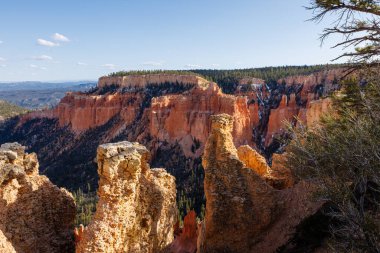 Baharda Utah 'taki Bryce Canyon Ulusal Parkı' nda Paria View 'dan manzara.