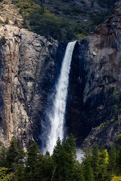 Bridalveil Fall Yosemite Valley Viewpoint Northside Drive Pullout Yosemite Valley — Stock Photo, Image