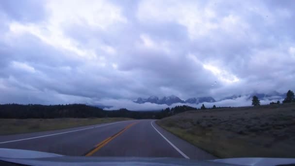 Mozgó Jármű Grand Teton Nemzeti Park Wyoming Teton Hegység Egy — Stock videók