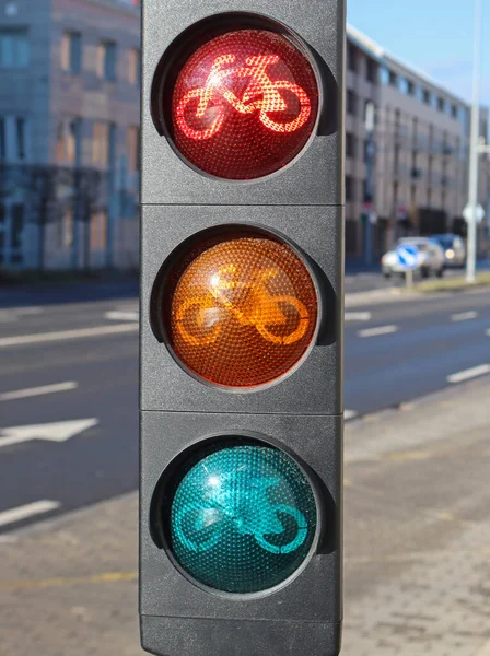 Bicycle traffic lights at the road crossing