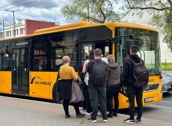 Bus at the station in the city