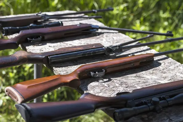 Shotguns Table Outdoor Royalty Free Stock Images