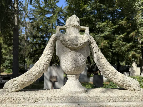 stock image Stone ornament on a tombstone in the public cemetery