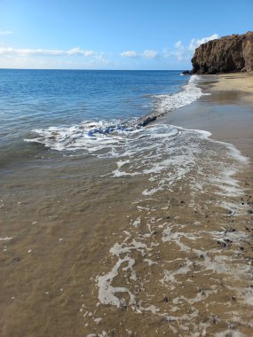 Canary Islands of Spain ocean and sand clipart