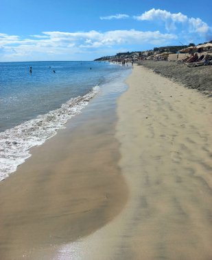 İspanya 'nın Kanarya Adaları Okyanus ve kum