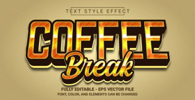 Kahve molası metni tarzı efekt. Düzenlenebilir Grafik Metin Şablonu.