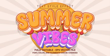 Summer Vibes Metin Biçimi Efekti. Düzenlenebilir Grafik Metin Şablonu.