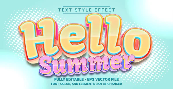Hallo Summer Text Style Effect Bewerkbaar Grafisch Tekstsjabloon — Stockvector