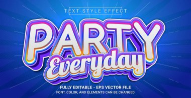 Günlük Parti Metin Stili Efekti. Düzenlenebilir Grafik Metin Şablonu.