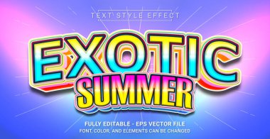 Egzotik Yaz Metni Stili Efekti. Düzenlenebilir Grafik Metin Şablonu.