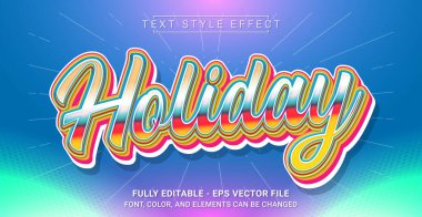 Tatil Metni Biçimi Efekti. Düzenlenebilir Grafik Metin Şablonu.