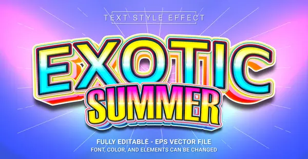 Egzotik Yaz Metni Stili Efekti. Düzenlenebilir Grafik Metin Şablonu.