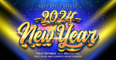 2024 Yeni Yıl Metin Stili Efekti. Düzenlenebilir Grafik Metin Şablonu.
