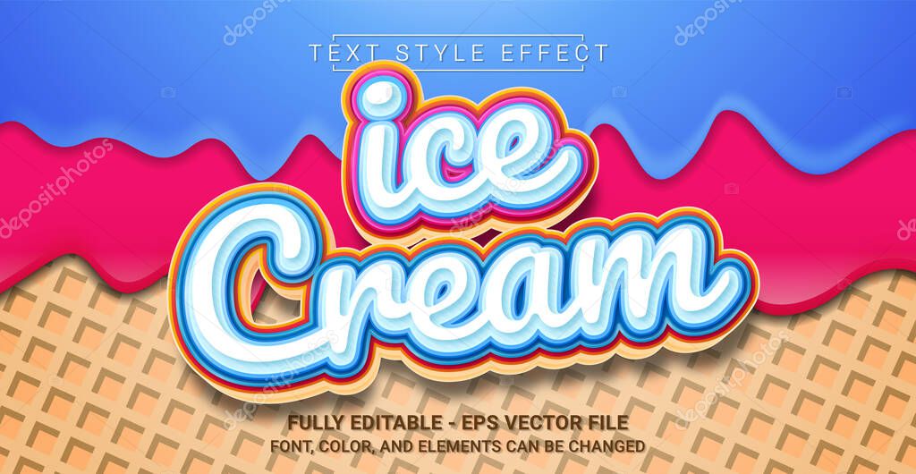 Ice Cream Text Style Effect. Editable Graphic Text Template.